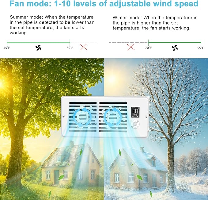 Register Booster Fan for 4" x 12" Vents Only, 10 Speeds to Control Cool & Warm - Image 3