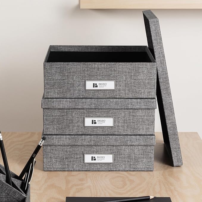 Bigso Oskar Canvas Fiberboard Document Letter Box - Image 7