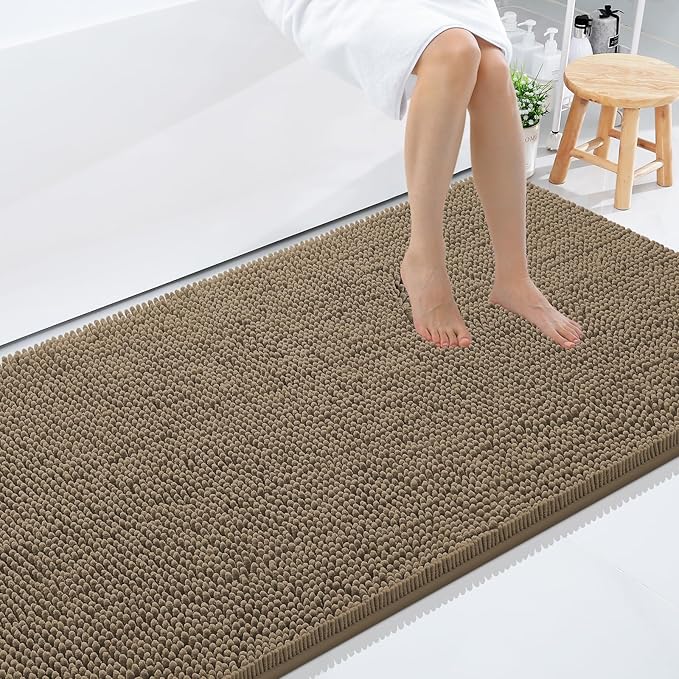 Smiry Luxury Chenille Bathroom Rugs 59x35, Extra Soft and Absorbent Shaggy Bath by Smiry