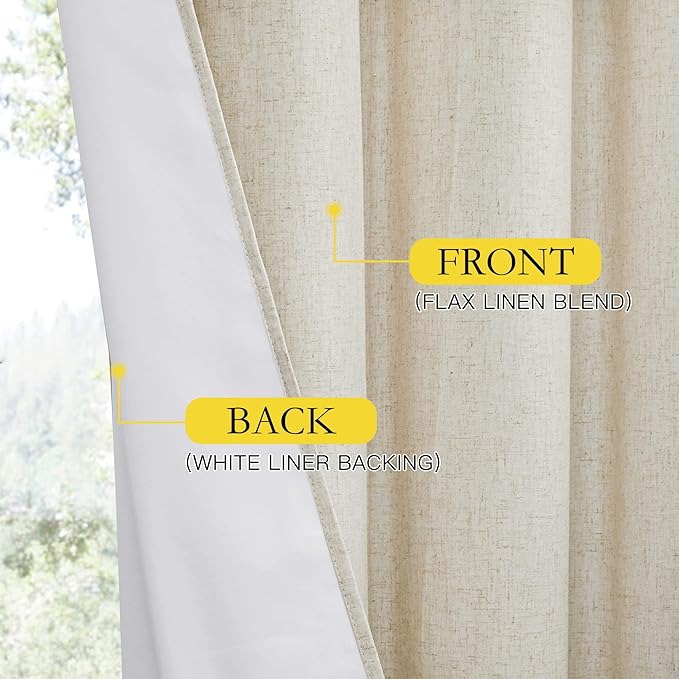 NICETOWN Natural 100% Blackout Short Curtains 63 inches Lenghth Burg - Image 6