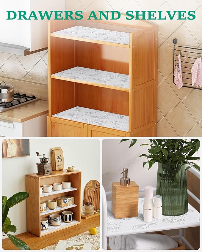 Floral Shelf Drawer Liner for Kitchen Cabinets Non-Adhesive Shelf Liner Paper - Image 7