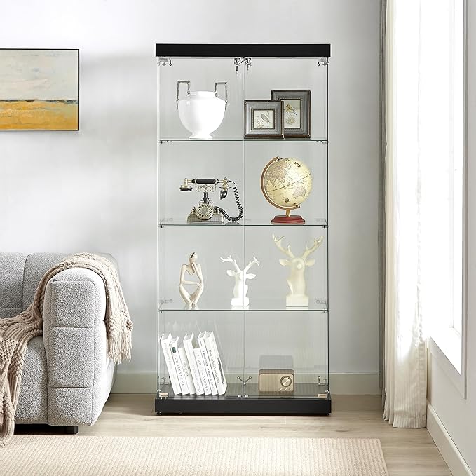 Yoluckea 4 Shelves Glass Display Cabinet - Image 4