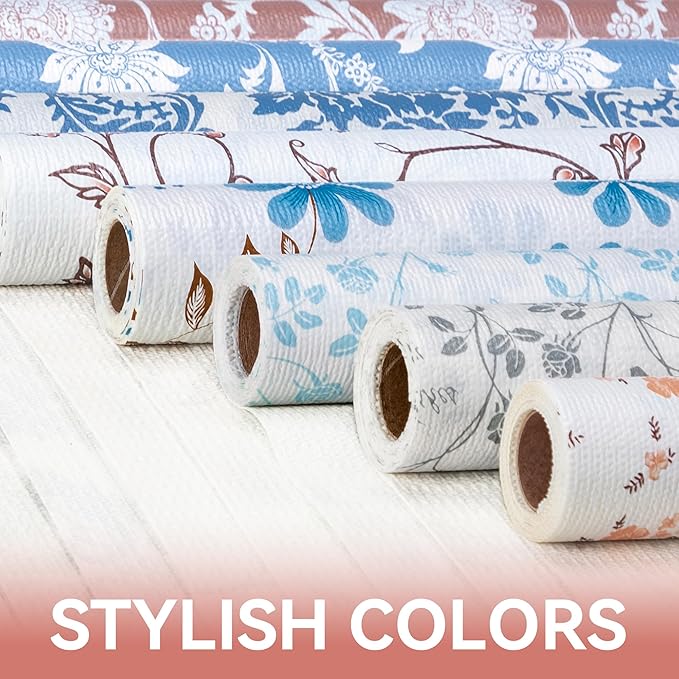 RAY STAR Shelf Liner, Non Adhesive Wisteria Grey Floral Kitchen Cabinet Liner - Image 9