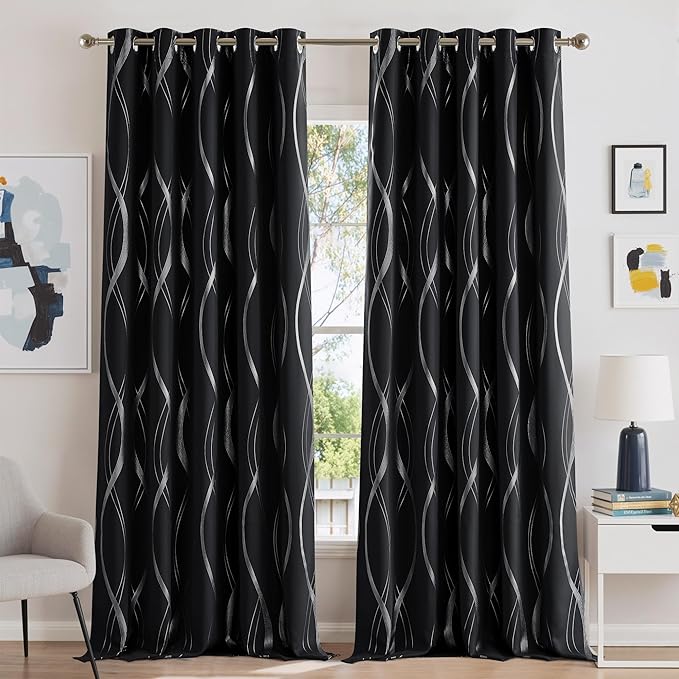 NICETOWN Black Blackout Patterned Curtain by NICETOWN