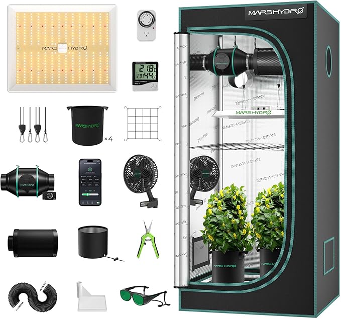 MARS HYDRO 3x3 Grow Tent Kit Complete System, 150W TS1000 LED by MARSHYDRO