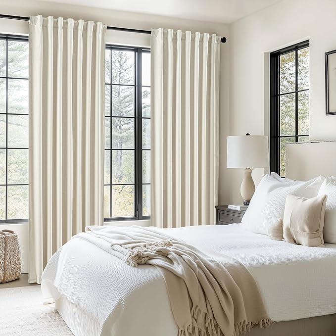 Warm Cream Extra Long Pleated Black Out Curtains 105 Inches Long - Image 7