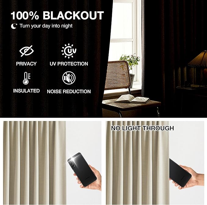 Kayne Studio Sand Pinch Pleated Full Blackout Curtains, Linen Blend Room - Image 4