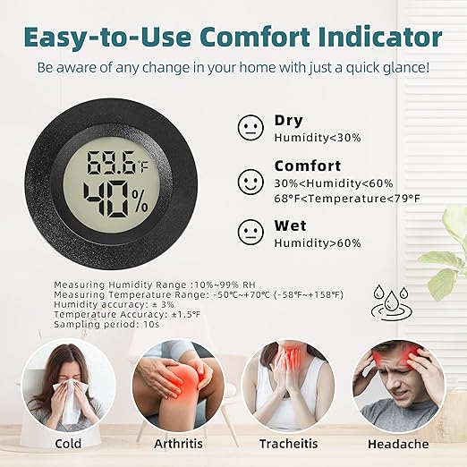 Mini Hygrometer Indoor/Outdoor Humidity Meter Hygrometer Thermometers 4 Pack - Image 2