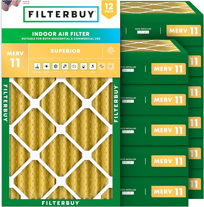 Filterbuy 12x20x4 Air Filter MERV 11 Superior Pet & Allergy Defense, by Filterbuy