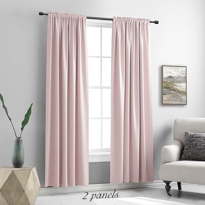 DONREN Baby Pink Room Darkening Nursery Curtains - Image 2