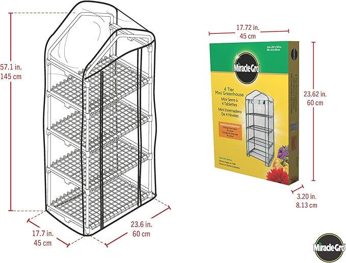 Miracle-Gro 23" x 17" x 57" 4-Tier Indoor/Outdoor Mini Greenhouse Plant Tent - Image 5