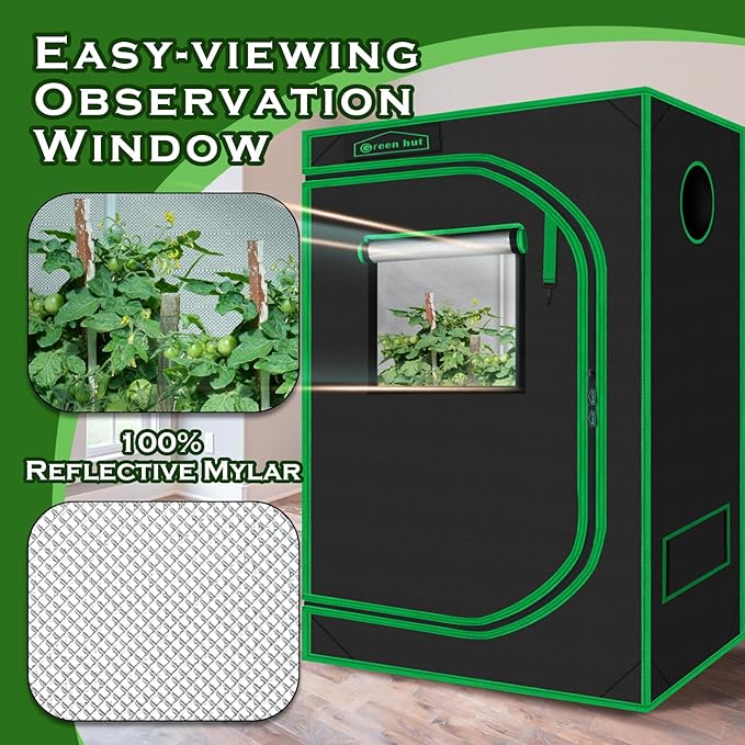 Indoor Grow Tent 48"x24"x60" 600D Mylar Hydroponic - Image 4