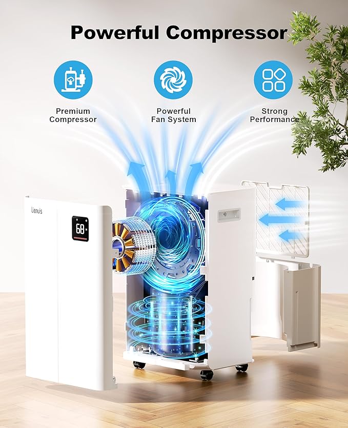 50 Pint Dehumidifier for Large Rooms & Basements, 500 Sq.Ft, Automatic Humidity - Image 3