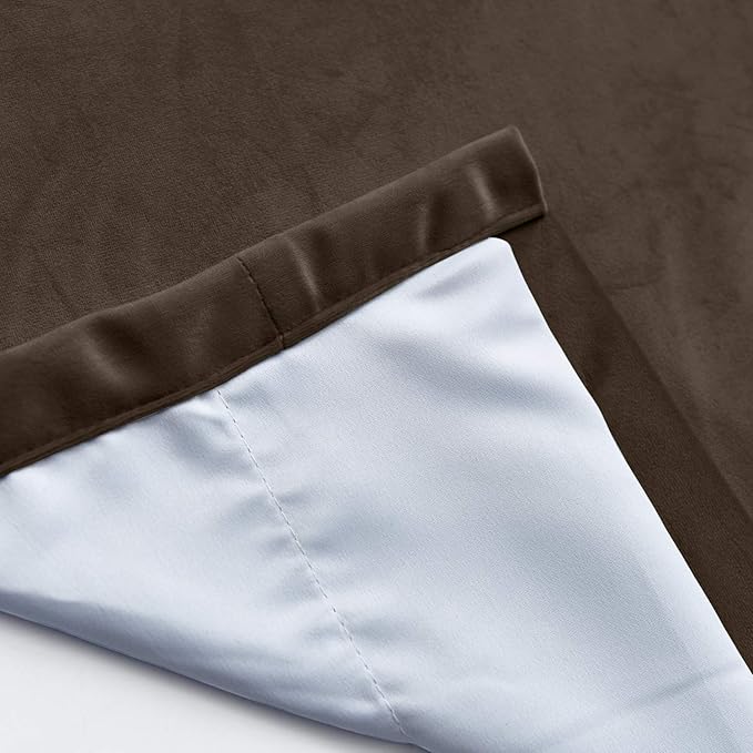ChadMade Blackout Lined Premium Velvet Curtain Brown 84Wx84L Inch, Eyelet - Image 5