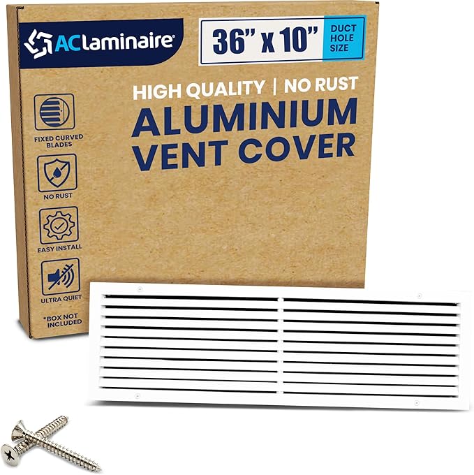 36x10 Inch Air Return Vent Cover Decorative – Premium Aluminum AC Vent Cover by LAMINAIRE