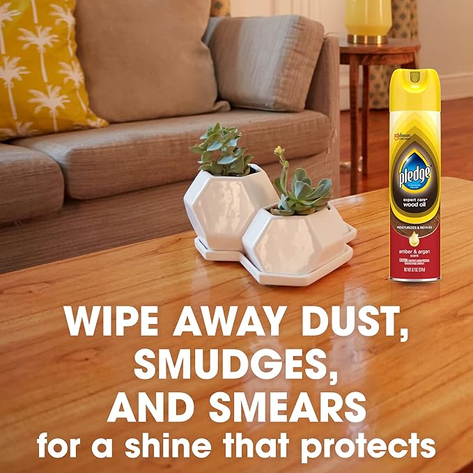 Pledge Moisturizing Wood Oil, Furniture Reviving Spray, Amber & Argan Scent - Image 7