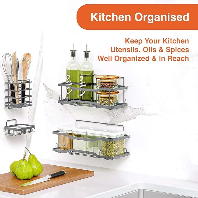 Shower Caddy Bathroom Shelves, The Athena Silken 4 Set, 40LB Capacity, Adhesive - Image 6