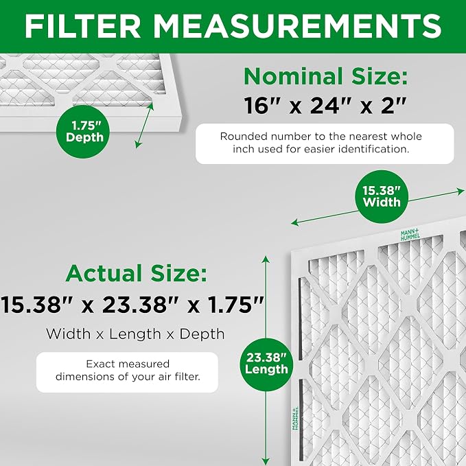 Mann+Hummel 16x24x2 MERV 8 Pleated HVAC AC Furnace Air Filters. Box of 8. - Image 2