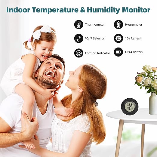Mini Hygrometer Indoor/Outdoor Humidity Meter Hygrometer Thermometers 4 Pack - Image 3