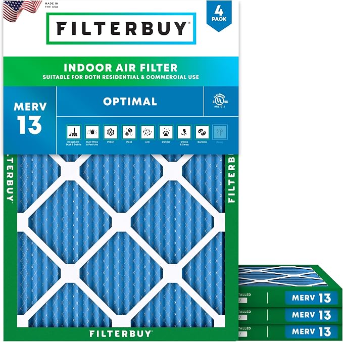 Filterbuy 10x16x1 Air Filter MERV 13 Optimal Smoke & Allergy Defense, by Filterbuy