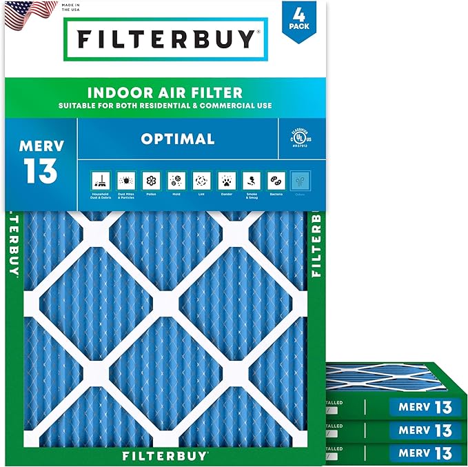 Filterbuy 19x20x1 Air Filter MERV 13 Optimal Smoke & Allergy Defense, by Filterbuy