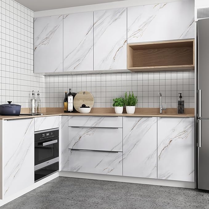 Gold White Marble Countertop Self Adhesive Covering Waterproof Granite Contact - Image 2