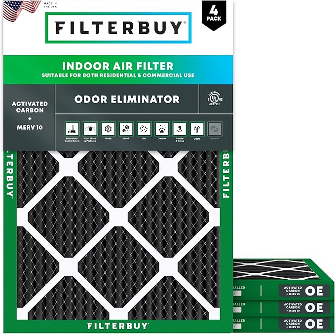 Filterbuy 24x30x1 Air Filter MERV 10 Odor & Allergy Defense by Filterbuy
