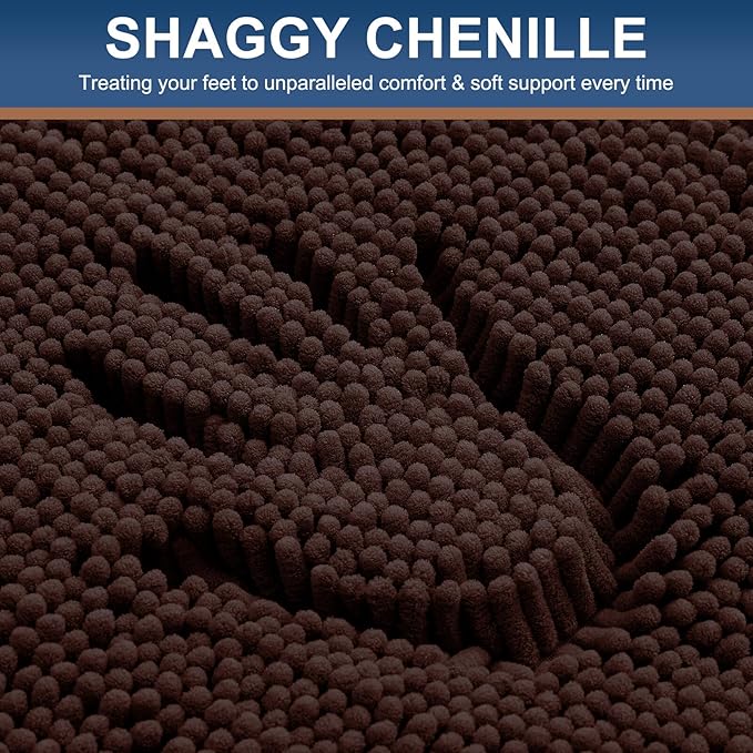 Smiry Luxury Chenille Bathroom Rugs 50x30, Extra Soft and Absorbent Shaggy Bath - Image 4