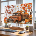 Hello Fall Words Brown Truck Indoor TV Cover, Elastic TV Screen Protector Maple by Unknown