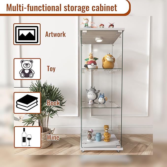 Yoluckea 3-Tier Glass Display Cabinet - Image 4