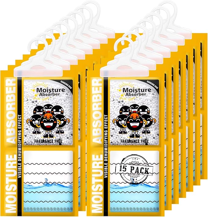 ZSZMFH 15 Pack Moisture Absorber & Max Odor Eliminator Hanging Bag, Charcoal by ZSZMFH