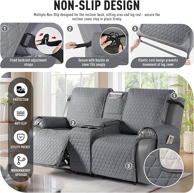 TAOCOCO 100% Waterproof Loveseat Recliner Cover - Image 3