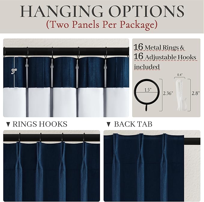 Navy Blue Blackout Curtains 90 Inch Length - Image 3