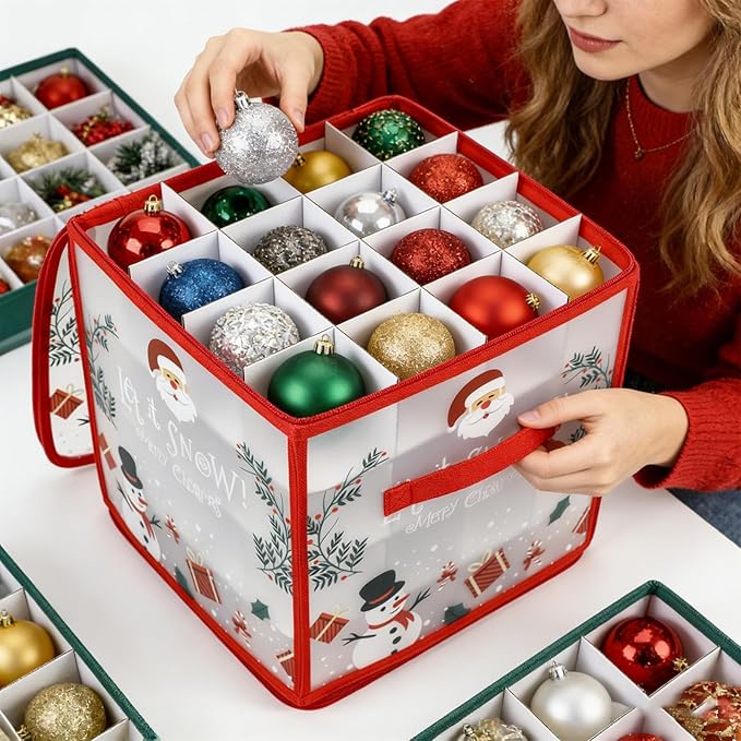 Christmas Ornament Storage Box, Christmas Storage Containers Organizer Bag - Image 2