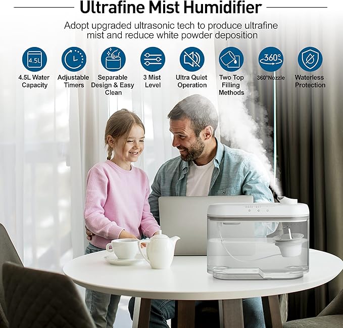Top Fill Humidifiers for Bedroom Large Room, Super Easy Clean Humidifier - Image 2
