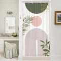 Small Stall Boho Shower Curtain 36Wx72H RV Green Pink Modern Mid Century by MitpokBrand