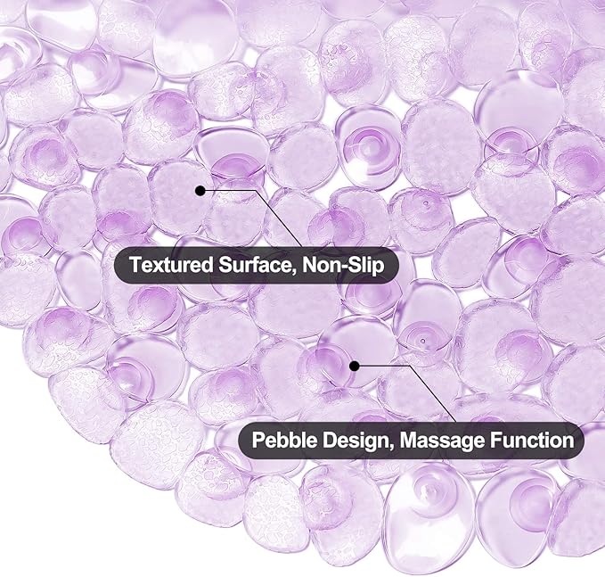 WELTRXE Pebbles Bath Mat Oval Non-Slip Bathtub Mat - Image 3