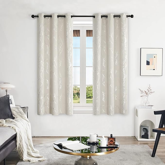 Deconovo Short Curtains, Room Darkening Curtain Beige, Thermal Insulated - Image 2