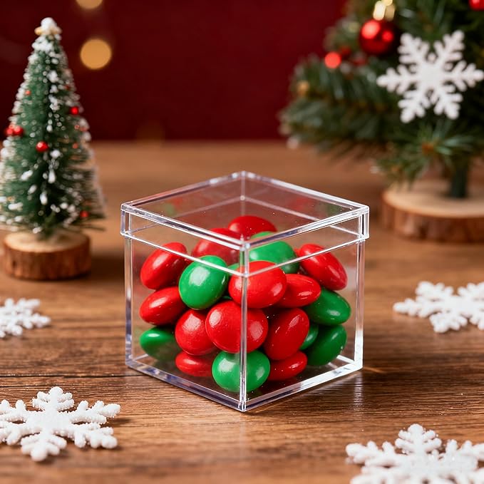 Acrylic box with Lid 4 Pack Small Clear Acrylic Square Cube Plastic Storage Box - Image 6