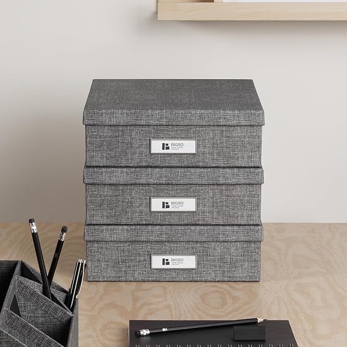 Bigso Oskar Canvas Fiberboard Document Letter Box - Image 6