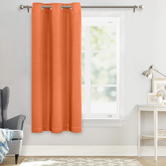 MYSKY HOME Orange Bedroom Curtains 63 Inch Long Blackout Curtains - Image 7