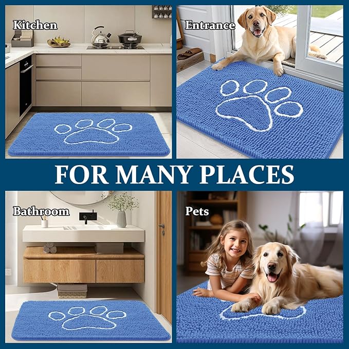 OLANLY Dog Door Mat for Muddy Paws 48x30, Paw Print Design, Absorbs Moisture - Image 8