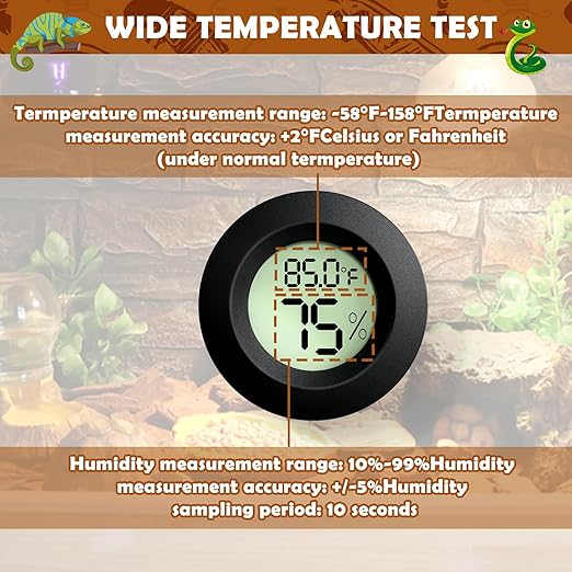 2PCS Reptile Thermometer and Humidity Gauge, Digital Adhesive Reptile Terrarium - Image 3