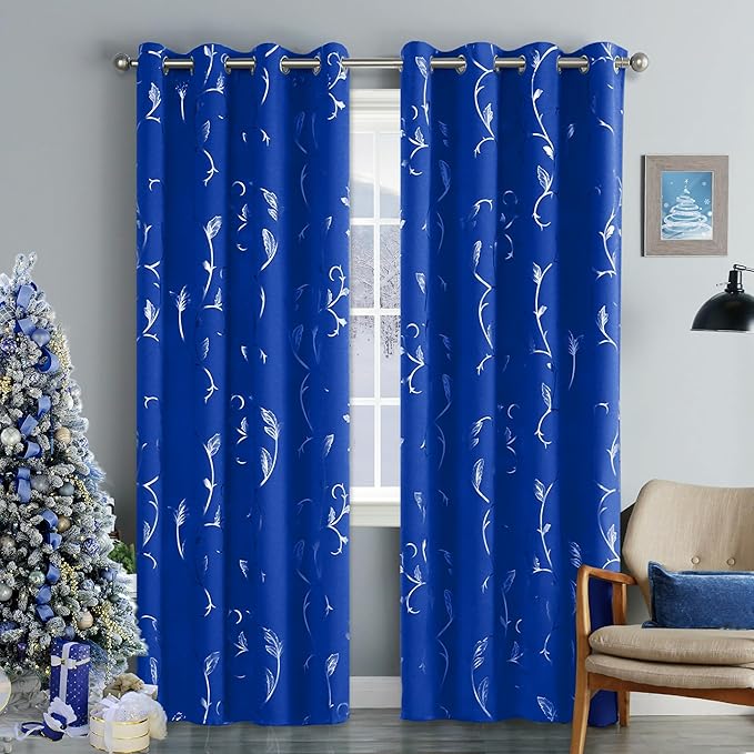 BUHUA Royal Blue Blackout Curtains Thermal Insulated Light Blocking Blackout by BUHUA