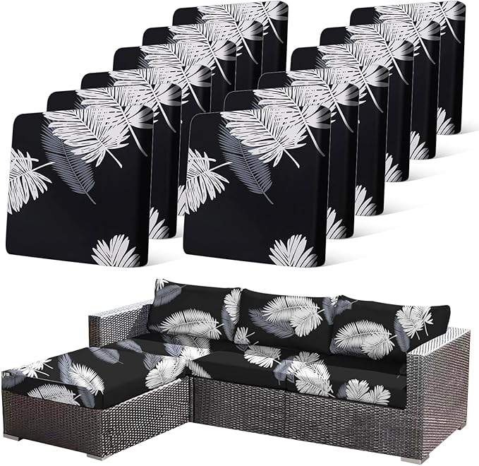 12Pcs Stretch Patio Cushion Covers Dustproof Outdoor Cushion Covers Washable by CALBODE
