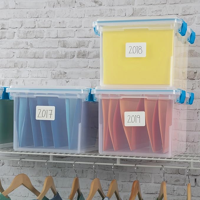 32 Quart Gasket Box, Weather-Resistant Clear File Storage Bin - Image 3