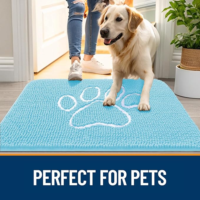 OLANLY Dog Door Mat for Muddy Paws 48x30, Paw Print Design, Absorbs Moisture - Image 6