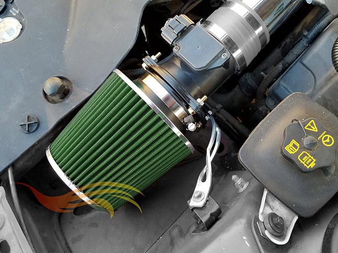 GREEN Inlet Cold Air Intake Cone Replacement Performance Washable Clamp-On Dry - Image 7