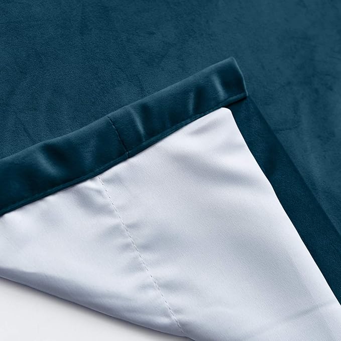 ChadMade Extra Wide Blackout Lined Premium Velvet Curtain Midnight Blue - Image 5