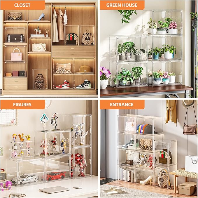 Clear Acrylic Display Case, Large Stackable Storage Bins Magnetic Attraction - Image 2